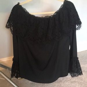 Black lace off the shoulder blouse